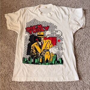Dick Tracy White Graphic Tee - Yellow & Red Comic Print